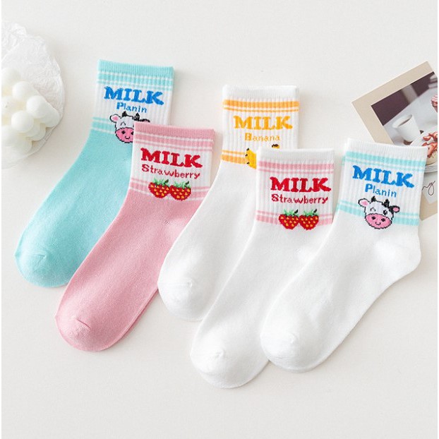 Tất Vớ Cổ Cao Chữ Milk