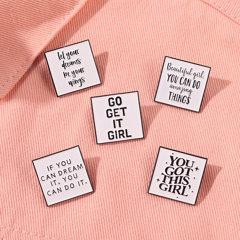 Ghim Cài Áo Tráng Men Hình Vuông In Chữ Dream Girls You Got This Làm Quà Tặng Bạn Bè