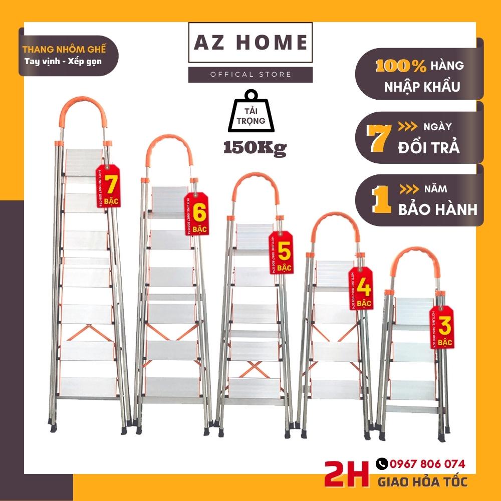 Thang Nhôm Ghế Tay Vịn 7 Bậc  Khung Sườn Inox Bản To Hàng Nhập Khẩu, Có Quay Video Thực Tế, BH 24 Tháng