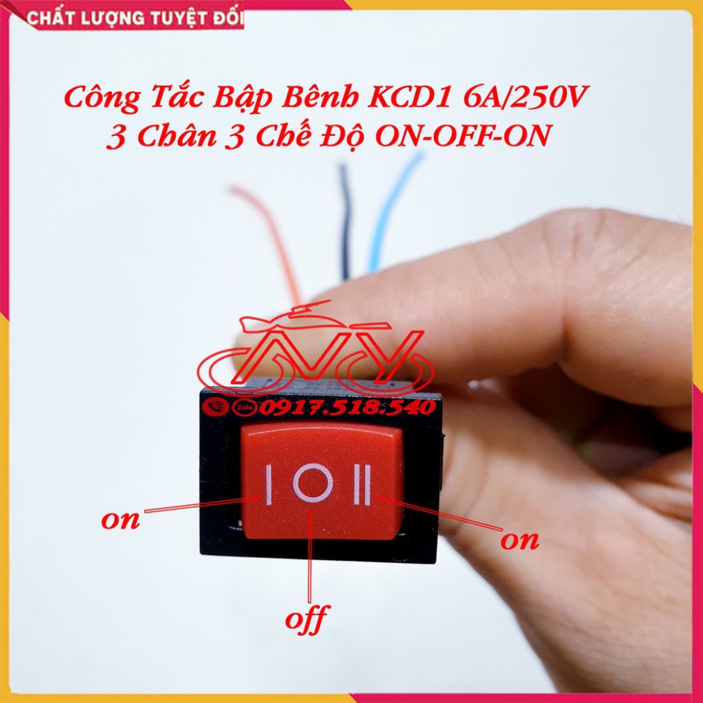 Công Tắc Bập Bênh KCD1 6A/250V 3 Chân 3 Chế Độ ON-OFF-ON Ảnh thật Sp