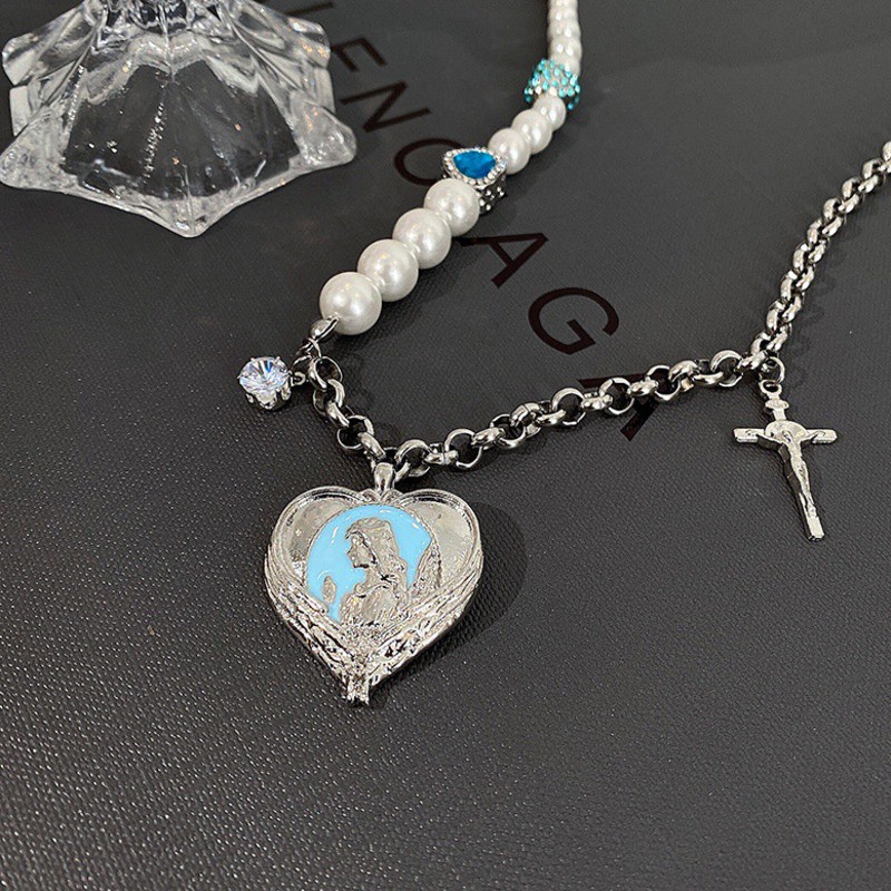 Dây chuyền mặt hình trái tim đính ngọc trai sang trọng cho nữ 191065