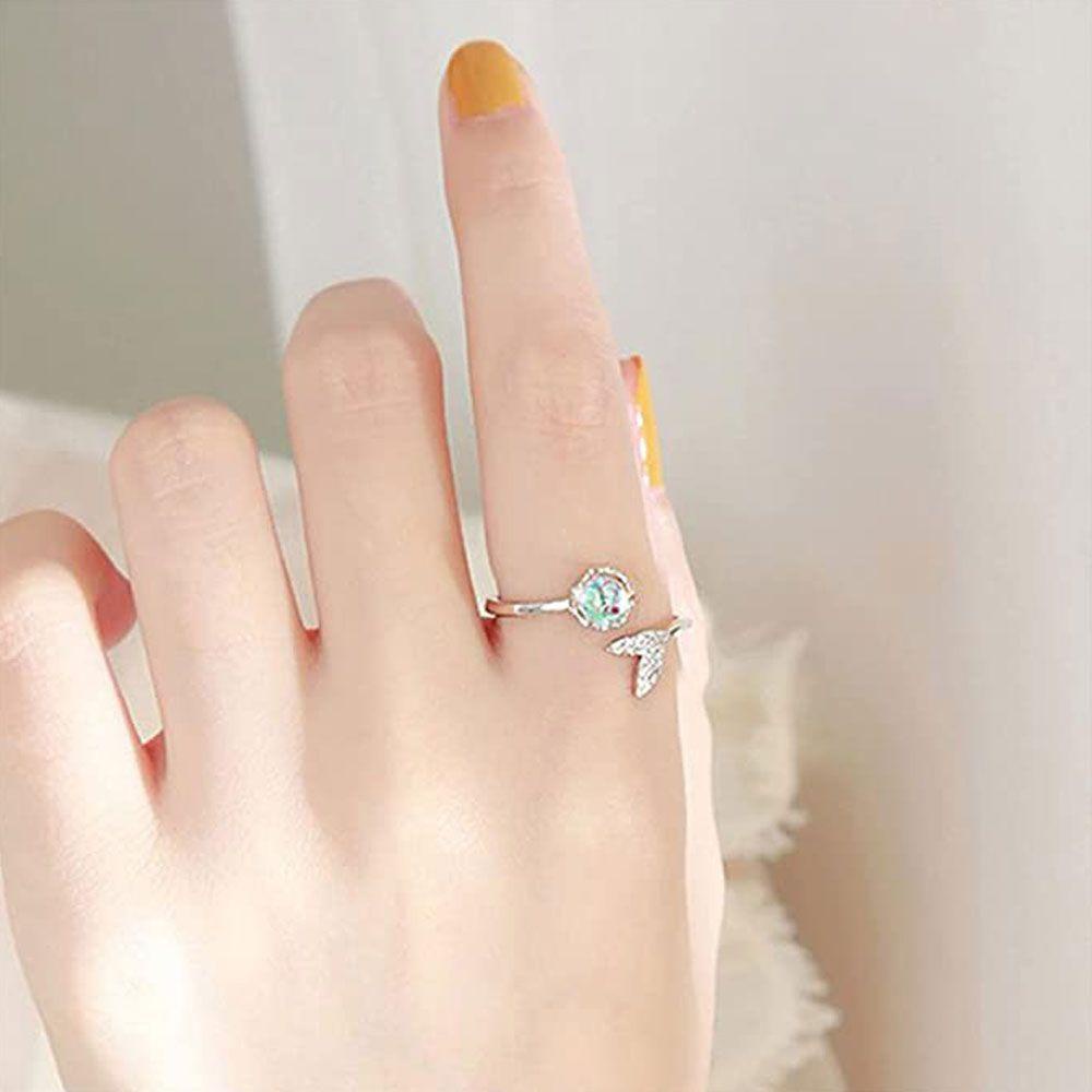 Nhẫn Hở Mặt Kính Tráng Men Màu Đỏ Thời Trang