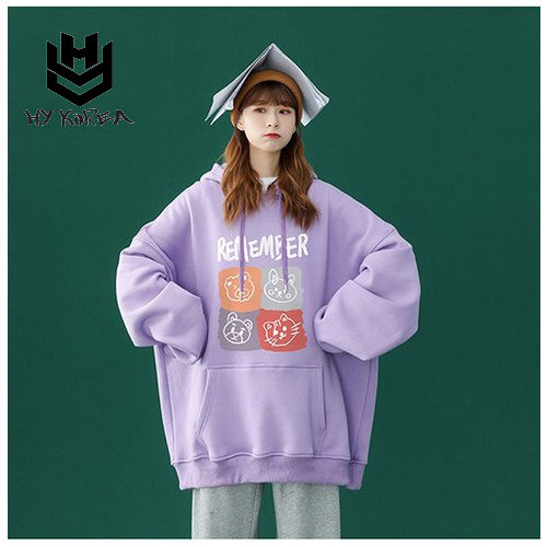 Áo khoác hoodie HY KOREA nam nữ nỉ bông form rộng Remember 302
