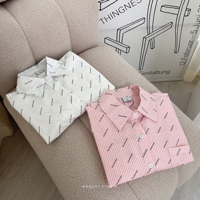 Áo sơ mi oversz kẻ dọc chữ MIKA - SM0567