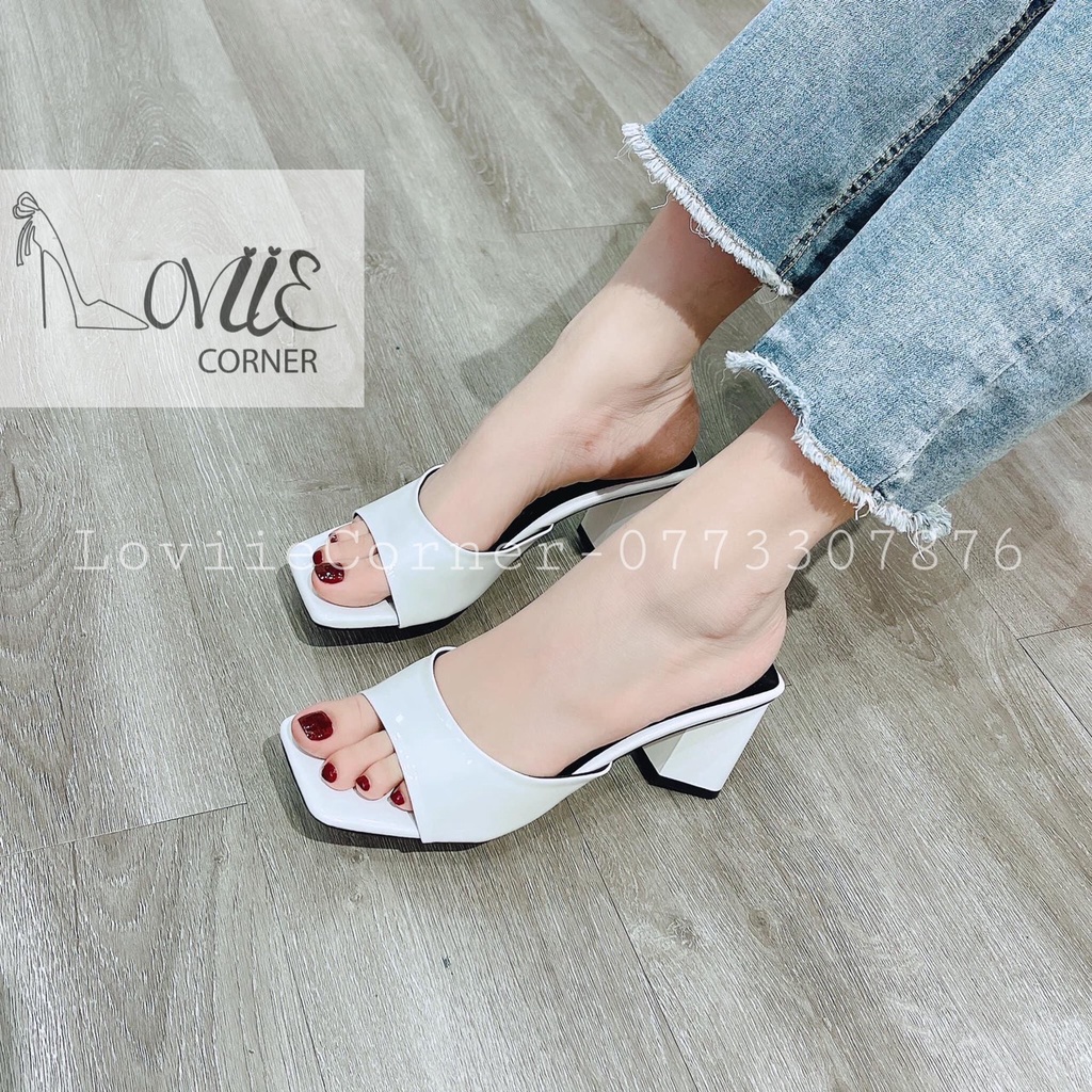 [Mã SKAMFSW175 giảm 10K đơn 50K] DÉP CAO GÓT LOVIIE CORNER THỜI TRANG - GUỐC NỮ TỨ GIÁC QUAI NGANG BẦU ĐẾ VUÔNG D211159