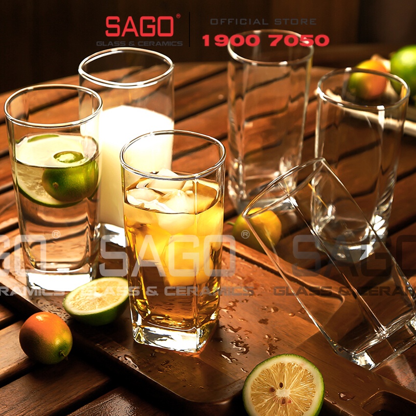 Ly Thủy Tinh Ocean Vuông Plaza Long Drink 405ml , 320ml | Thủy Tinh Cao cấp , nhập Khẩu Thái Lan