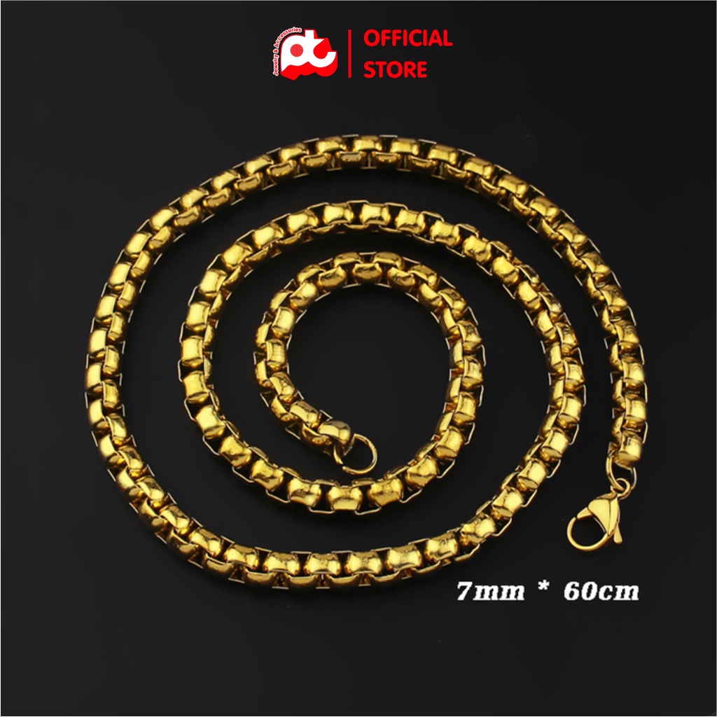 Dây chuyền nam cao cấp thời trang đẹp titan thép không gỉ kiểu bông dừa khít inox PT JEWELRY 7mm PTDCNA155