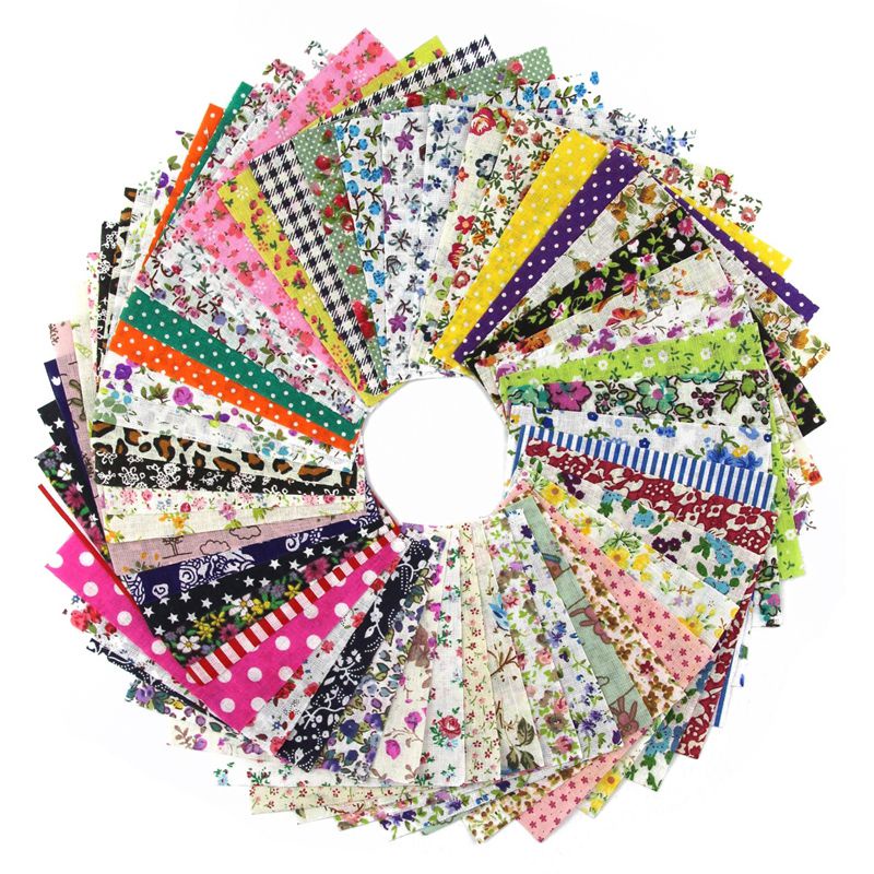 Bộ 60 miếng vải cotton 10cmx10cm may vá quần áo