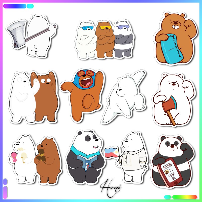 Sticker We Bare Bears - Sticker 3 Chú Gấu dễ thương