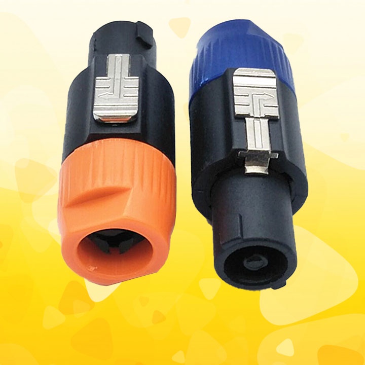 Đầu rắc loa Speakon neutrik 4 chân vặn vít đuôi màu cam, xanh (1 chiếc)