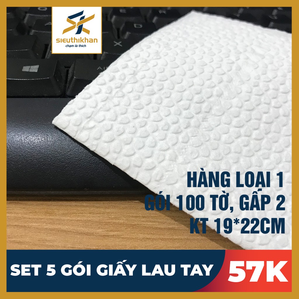 SET 5 GÓI GIẤY LAU TAY, THẤM DẦU GÓI 100 TỜ