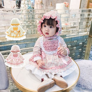 Đầm công chúa vải cotton phong cách lolita thời trang xuân thu xinh xắn cho bé gái 1-3 tuổi