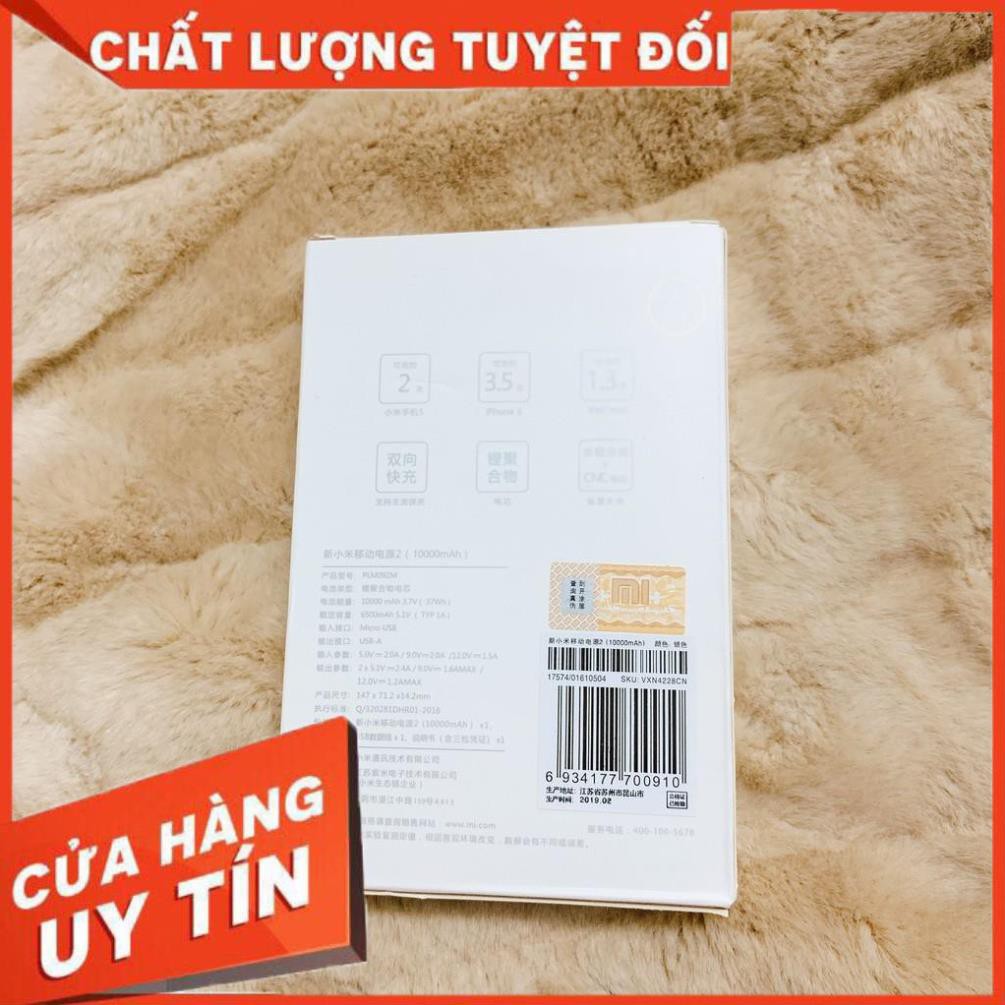 👑FREESHIP👑 Sạc Dự Phòng Xiaomi Gen 2 10000mAh 2 USB (Full Box + Logo Xiaomi)