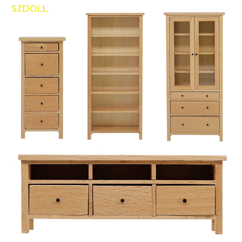 Mô Hình Tủ Sách / Tủ Tivi / Tủ Kính / Tủ Nội Thất Trang Trí Nhà Búp Bê Tỉ Lệ 1: 12