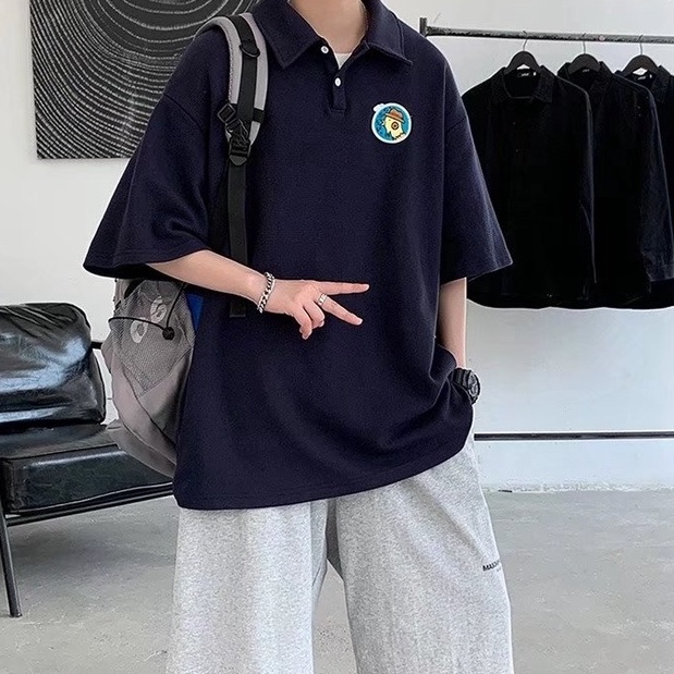 Áo Thun Polo Màu Trơn Size Lớn Phong Cách Hàn Quốc Thời Trang Cho Nam