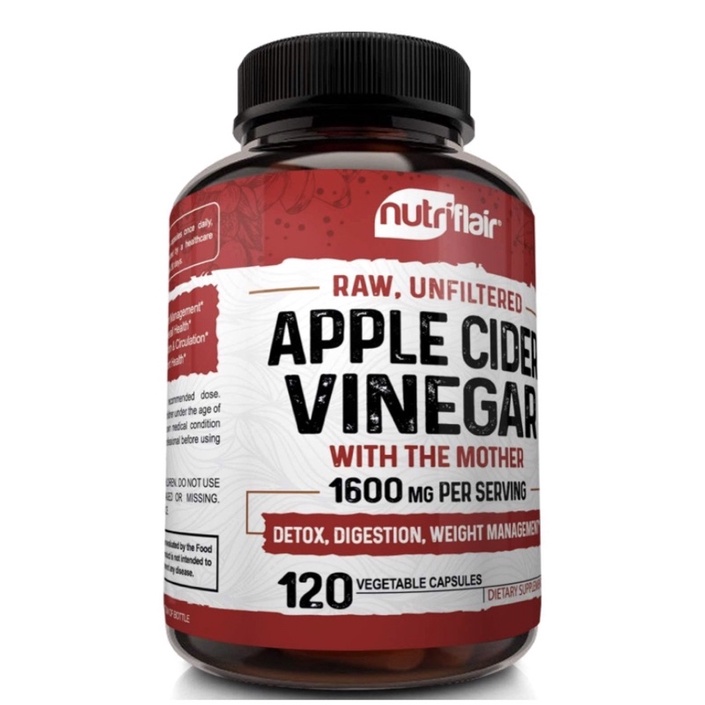 Viên giấm táo NutriFlair thuần chay giảm cân, detox, keto tăng đề kháng Apple Cider Vinegar 120 viên USA