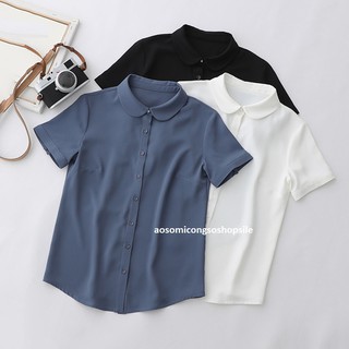 BÁN LẺ GIÁ SỈ. Áo Sơ Mi Nữ Kiểu Tay Ngắn Cổ Peter Pan