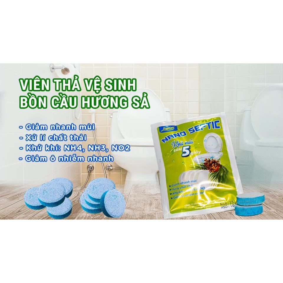 (FREE SHIP) Viên Nano Septic khử mùi hôi - Làm sạch Toilet sau 5s hương chanh xả, quế!