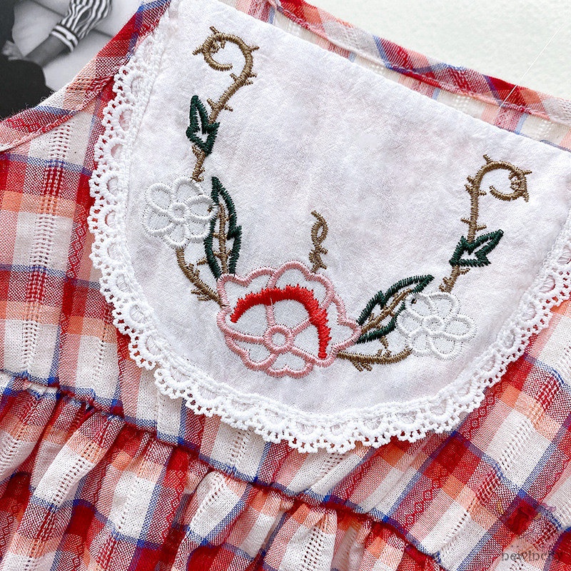 Đầm Bé Gái Thêu Hoa Phong Cách Hàn Quốc