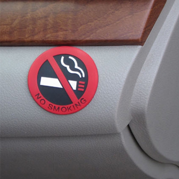 Miếng dán trang trí xe hơi hình vòng tròn đỏ in chữ NO Smoking được làm từ vinyl