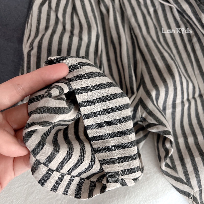 Quần Short Cotton Lanh Nhẹ Kẻ Sọc Dáng Rộng Phong Cách Mori Nhật Bản Hàn Quốc Thời Trang Mùa Hè Hàng Mới 2022 Dành Cho Bạn Nữ / Trẻ Em