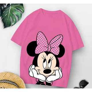 Áo thun cotton 30s oversize in hình chuột minnie cho nữ