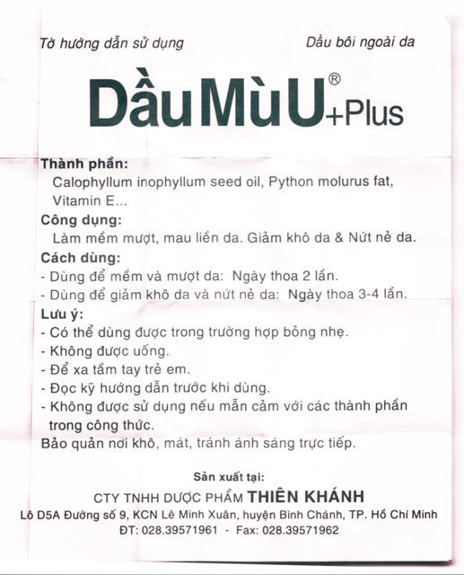 Dầu Mù U Mau lành vết thương, liền sẹo!