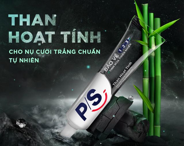 Kem đánh răng P/S bảo vệ 123 than hoạt tính 180g