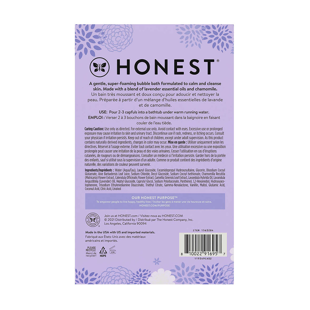 Sữa tắm gội The Honest Company Bubble Bath, Truly Calming Lavender 500ml (set 2) của Mỹ