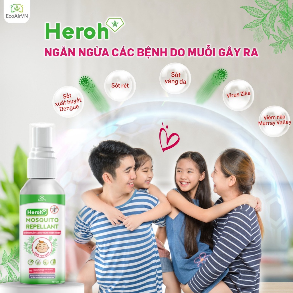 Xịt chống muỗi và côn trùng Mosquito Repellant EcoAirVn LifetechGroup dung tích 100ml