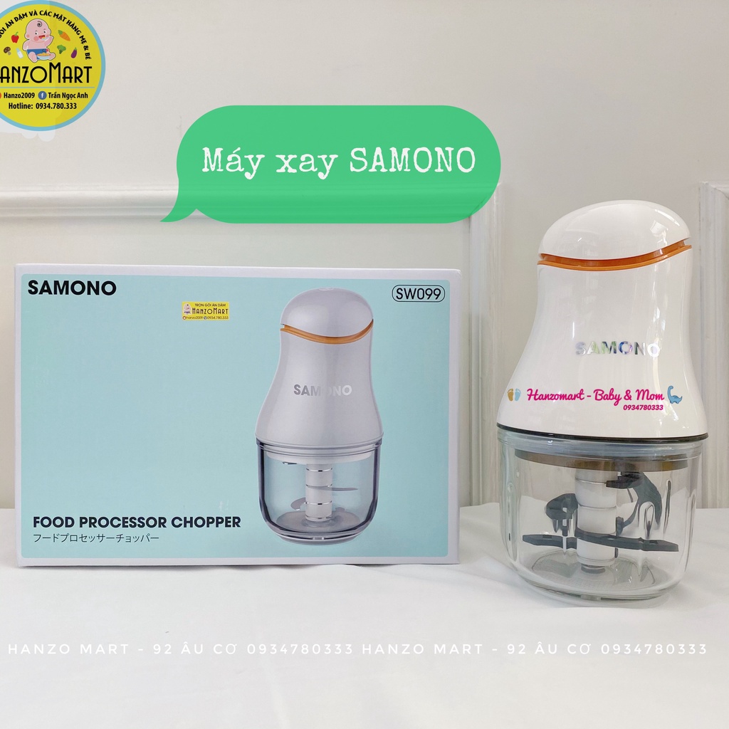 Máy xay ăn dặm cho bé đa năng thủy tinh Samono 0,3L xay hành tỏi tiện lợi bảo hành 12 tháng