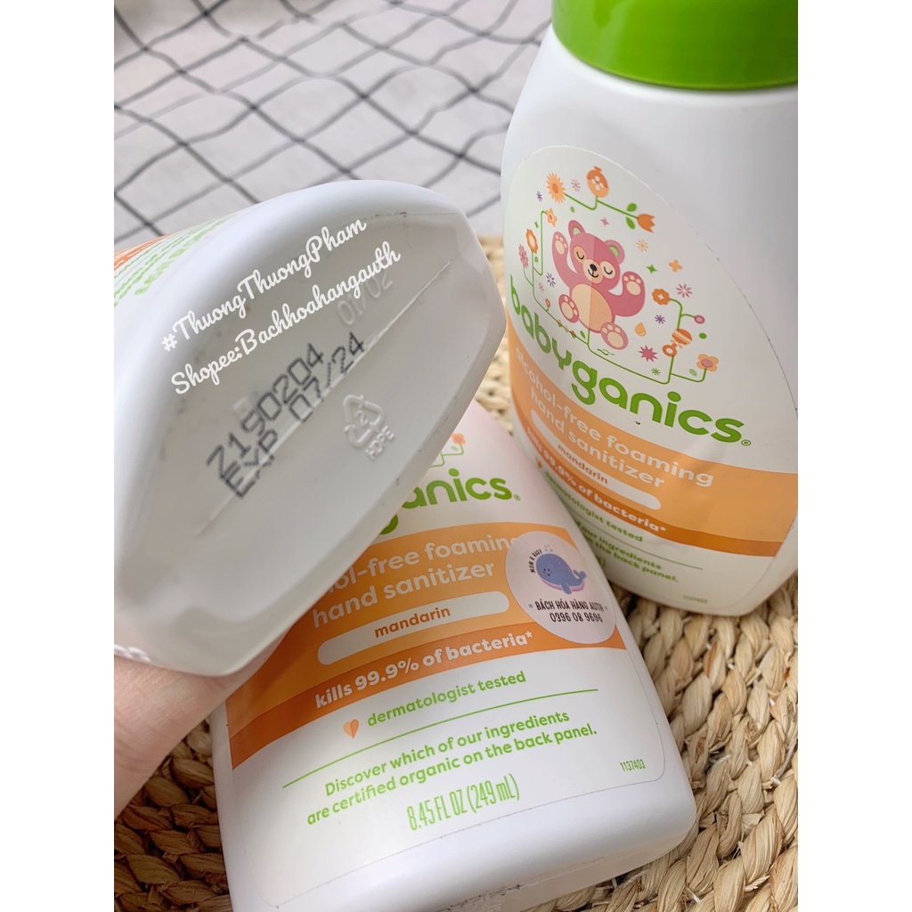 [ Hàng Mỹ ] Nước rửa tay khô không cồn Babyganics Alcohol - Free Foaming Hand Sanitizer