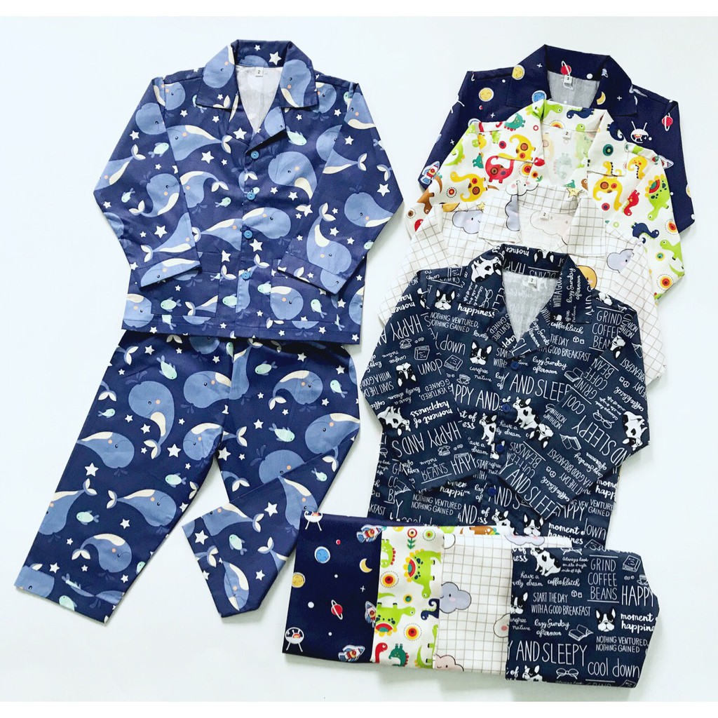 Pijama cho bé vải Thô cotton hút mồ hôi Nhiều mẫu thú xinh xắn 10-45kg