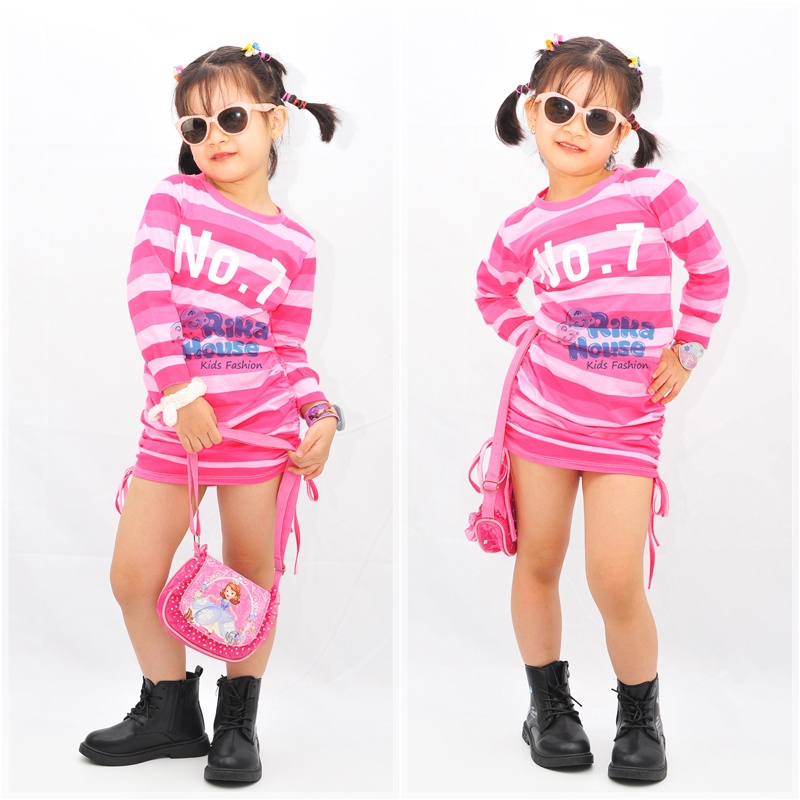 Đồ đôi mẹ và bé gái  set váy ôm sọc sắc màu cho mẹ và bé từ 8 đến 65kg