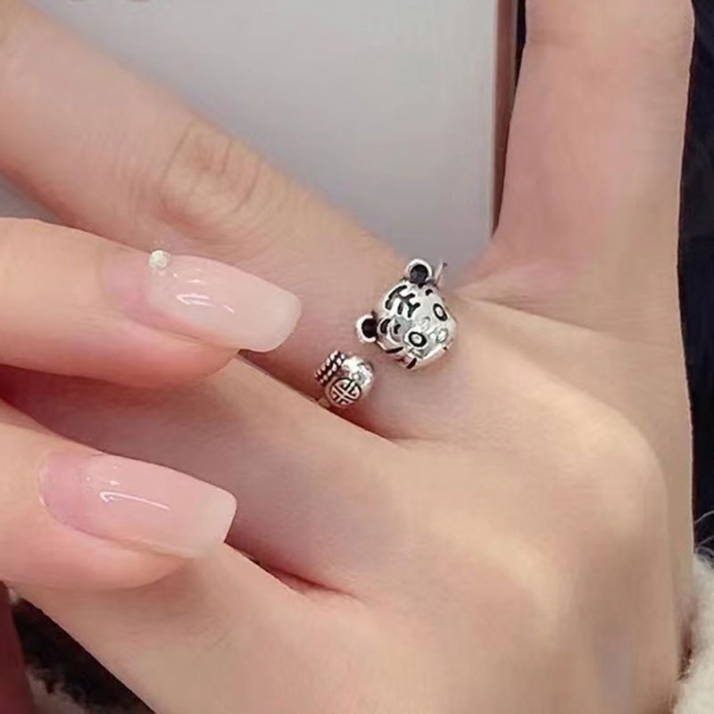 Nhẫn hở hình con hổ dễ thương có thể điều chỉnh kích thước cho nam và nữ