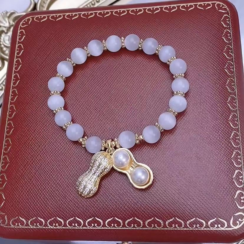 Good Things Vòng Tay Chuỗi Hạt Đậu Phộng Hetian Tự Nhiên Hai Lớp Kho Báu Cao Cấp Cùng Phong Cách Tik Tok