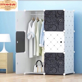 Tủ nhựa ghép- tủ quần áo đa năng - tủ nhựa- tủ 6 ô đựng quần áo. tặng kèm 1 treo quần áo tiện ích.