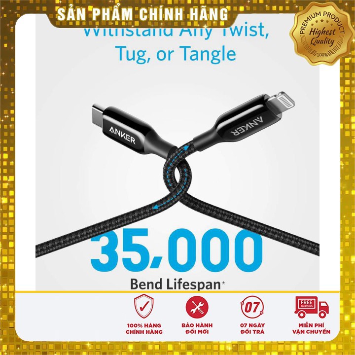 Dây Cáp PD Anker A8842 Powerline III + Usb C to Lighting Dài 0.9m - Hàng Chính Hãng