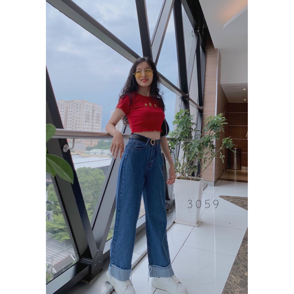 QUẦN JEAN ỐNG RỘNG NỮ GẬP GẤU MÀU XANH NHẠT, XANH ĐẬM CAO CẤP UTI ĐỦ SIZE S, M, L SIÊU CÁ TÍNH, THỜI TRANG HOT HIT