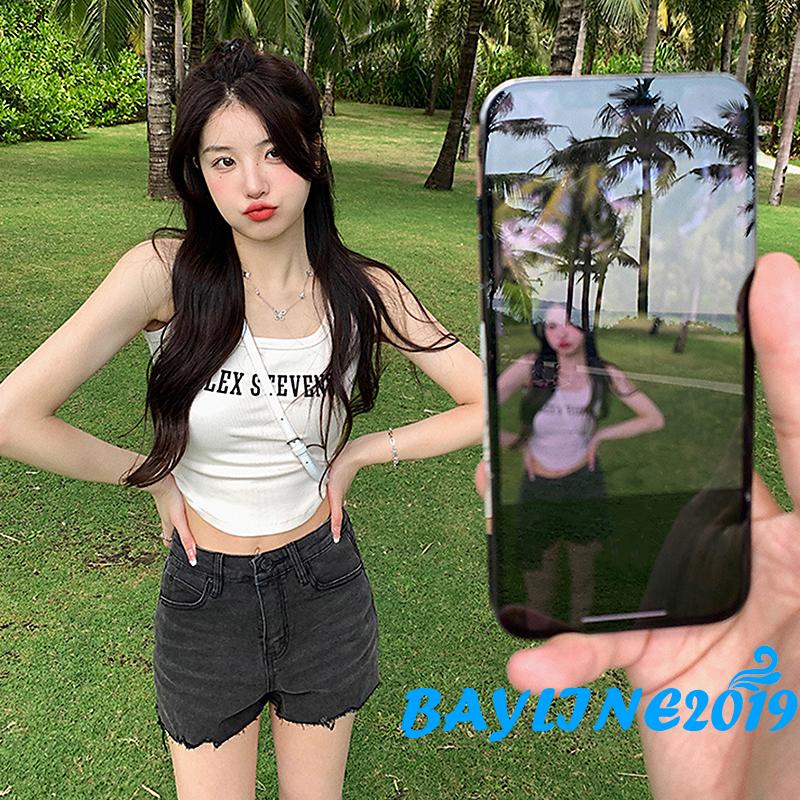 BAY-Ladies Summer Midriff-baring Camisole, Women Leisure Style Letter Printing U-neck Sleeveless Tops Slim Base Shirt