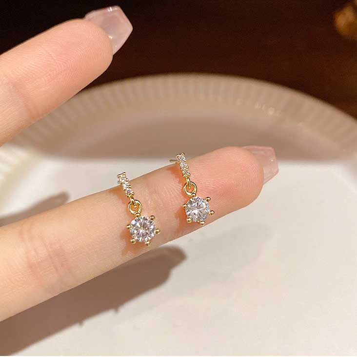 Bông Tai Mạ Bạc 925 Đính Đá Zircon Thời Trang Thanh Lịch Cho Nữ