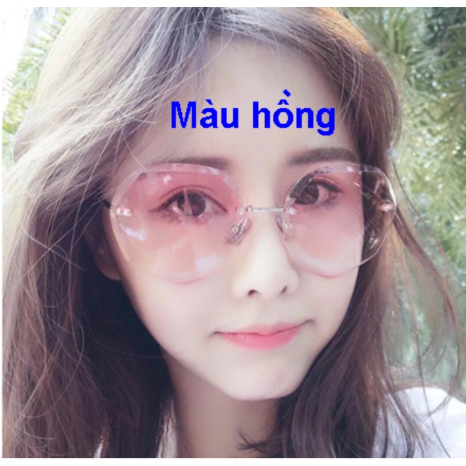 Mắt kính mát nữ ốc không viền 8805 màu khói xám, nâu trà, mận đỏ,hồng,xanh, gọng kính kim loại ôm mặt - Đạt chuẩn UV400