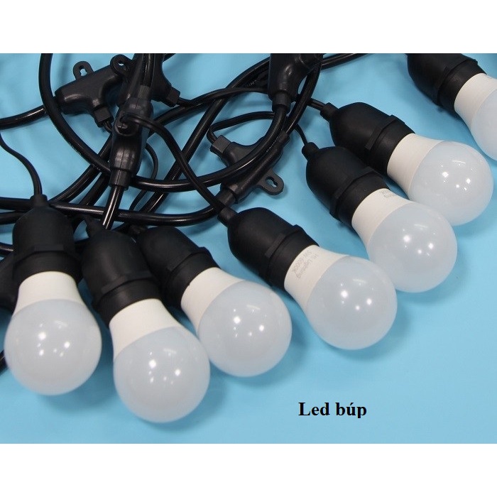 Dây Đui Đèn Kín Nước Trang Trí 3 Mét 6 Đui E27, Đèn Led Dây Thả Bóng Búp Trang Trí Shop