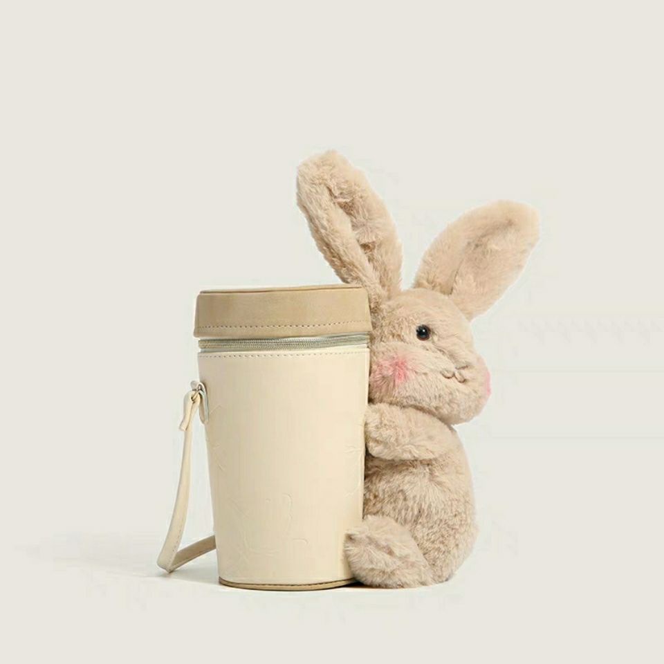 2022  ❤️ Shouder bag and tote bag  Limited rabbit water cup bag 2022 new hairy antler decorative bucket small round bag solid color mobile phone Single Sho
