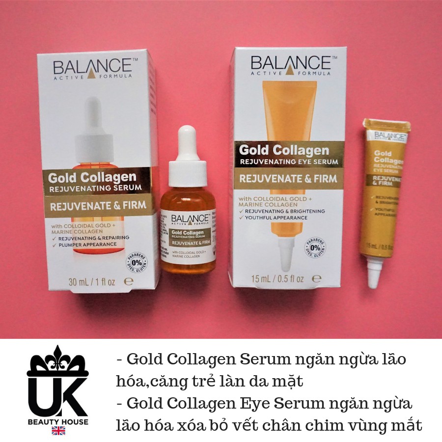 Combo serum cho mặt và mắt tinh chất Gold Collagen Balance Active Formula