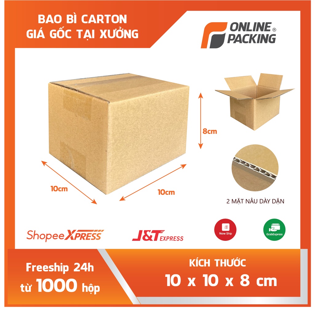 100 Thùng carton siêu rẻ 10x10x8 [ hộp cứng ]