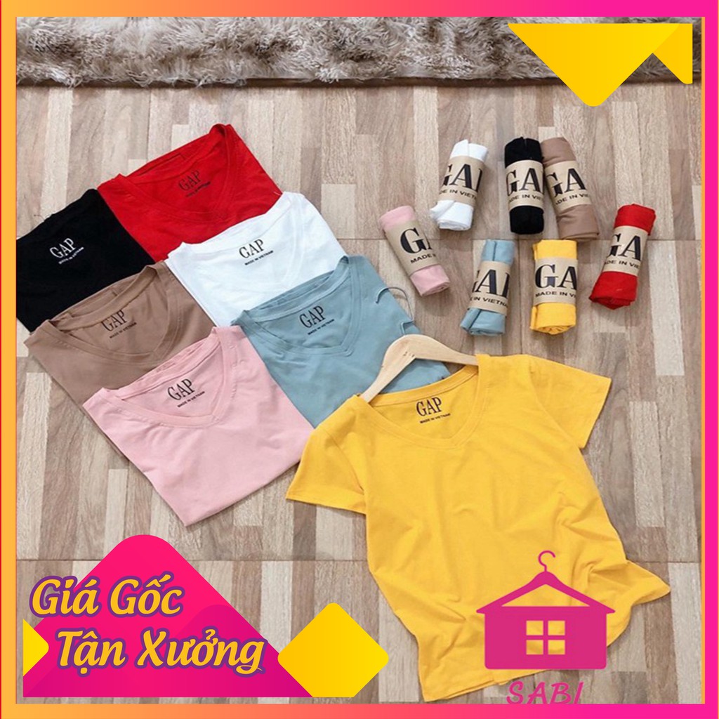 [VIDEO THẬT] Áo thun GAP tay ngắn cổ tim hot 2020 FREE SIZE 40 - 65KG - Áo phông nữ giấy SABI SHOP