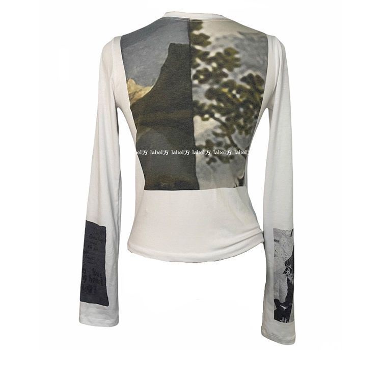 77 Hàng Mới Về Áo Thun Lửng Tay Dài In Họa Tiết Phong Cách retro Cho Nữ