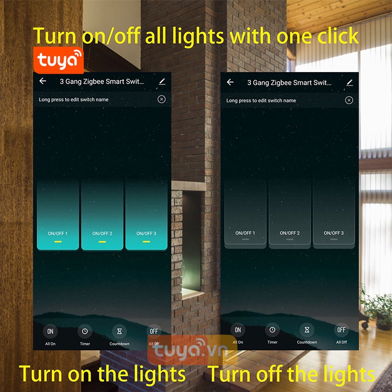 Công Tắc Cơ Zigbee Thông Minh Hình Vuông Tuya