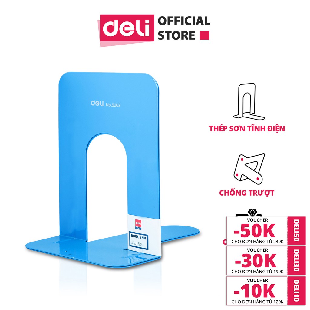 [LIFEMC02BPABAU -10% đơn 250K] Giá dựng sách 90mm Deli, Xanh Dương - 1 đôi - E9262